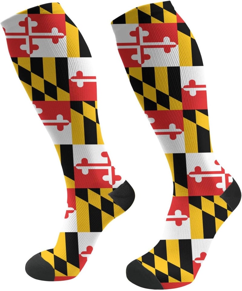 ACDRUING States Usa Maryland-Flag Socks For Women & Men Support Circulation For Nurse, Travel, Flight - Image 1